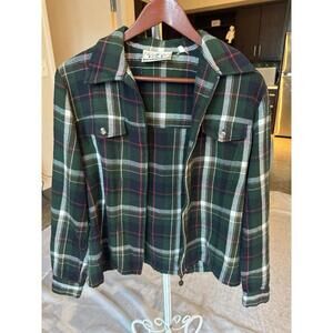 Vintage Epress Plaid Shirt Jacket Green Womens No Sz Tag Fits Medium